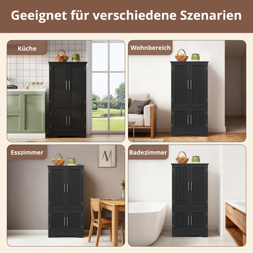 Modern Black Metal Sideboard with Large 4-Door Storage Unit & Adjustable Shelves - Heavy-Duty Floor-Standing Cabinet with Spacious Doors, 120x60x40cm, Sturdy Metal Construction for Kitchen, Dining Room, Living Room - Space-Sa