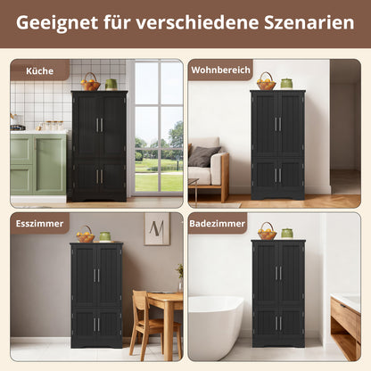 Modern Black Metal Sideboard with Large 4-Door Storage Unit & Adjustable Shelves - Heavy-Duty Floor-Standing Cabinet with Spacious Doors, 120x60x40cm, Sturdy Metal Construction for Kitchen, Dining Room, Living Room - Space-Sa