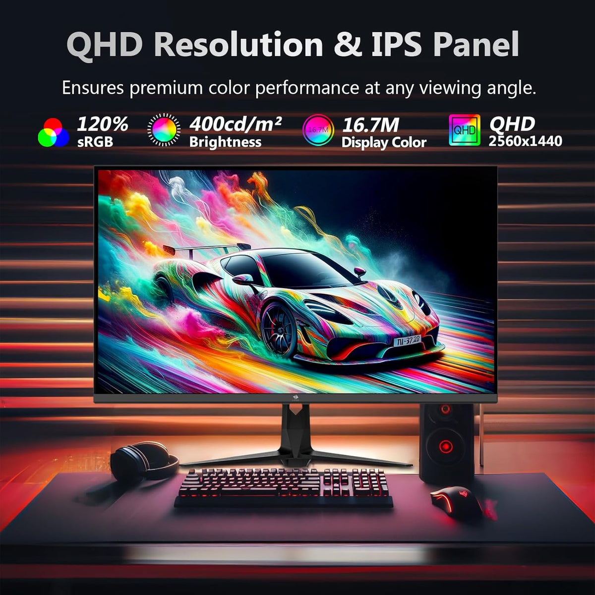 Z-Edge Gaming Monitor 27'' IPS QHD (2560x1440), 240Hz (DP1.4×2), 1ms, FreeSync, 16:9 LED Gaming Monitor, 144Hz (HDMI2.0×2), Adjustable Tilt, 400cd/m², VESA 100*100mm (DP cable included)