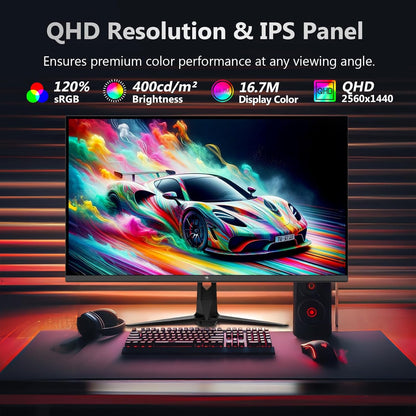 Z-Edge Gaming Monitor 27'' IPS QHD (2560x1440), 240Hz (DP1.4×2), 1ms, FreeSync, 16:9 LED Gaming Monitor, 144Hz (HDMI2.0×2), Adjustable Tilt, 400cd/m², VESA 100*100mm (DP cable included)