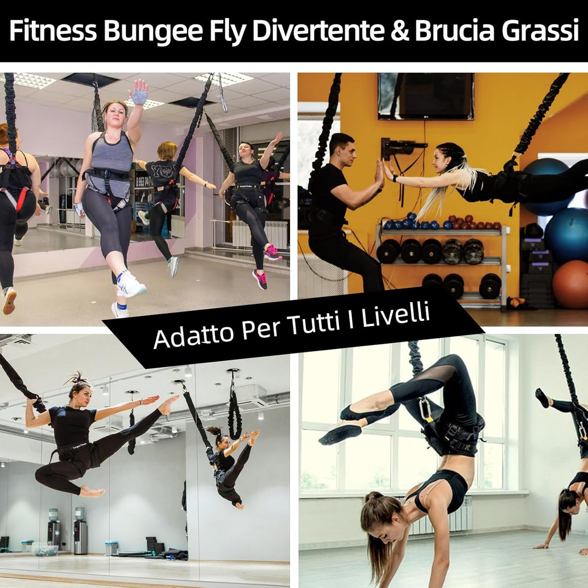 PRIOR FITNESS Bungee Fitness Resistance Set for Heavy Duty and Aircraft Yoga, Resistance Band, Professional Home Fitness Device (80 kg) - QUORE
