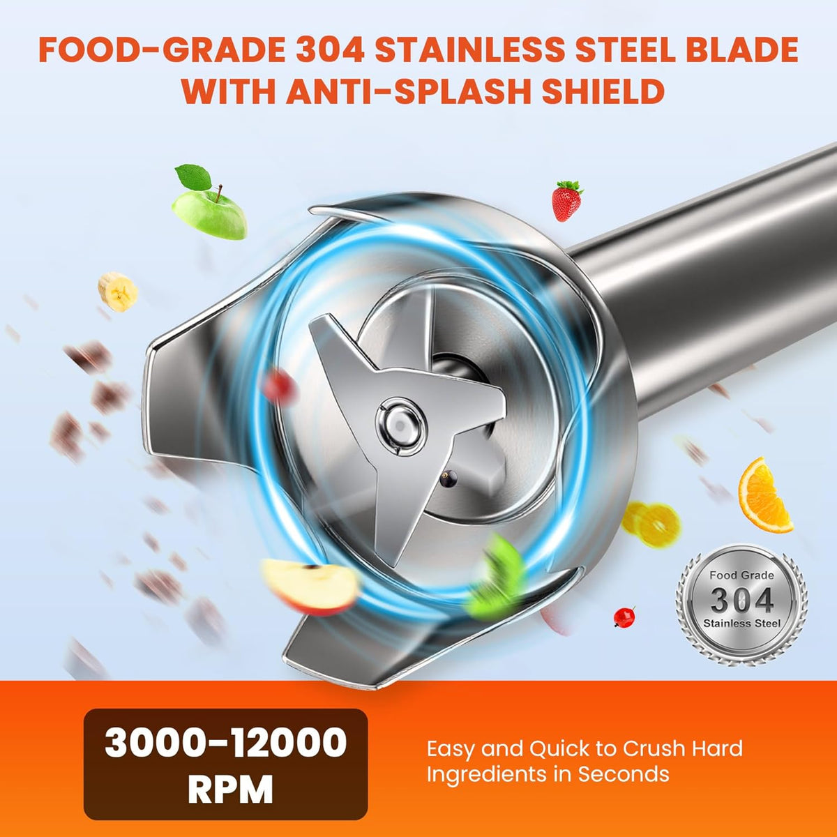 Huanyu Commerciële Staafmixer 750 W krachtige staafmixer met 530 mm schacht handmixer met borstelloze motor 3000-12000 rpm variabel toerental