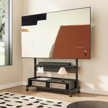 FITUEYES TV-beugel met wielen voor schermen van 70 tot 100 inch, tv-kast op wieltjes, in hoogte verstelbaar, max. VESA 850 x 600 mm tot 80 kg