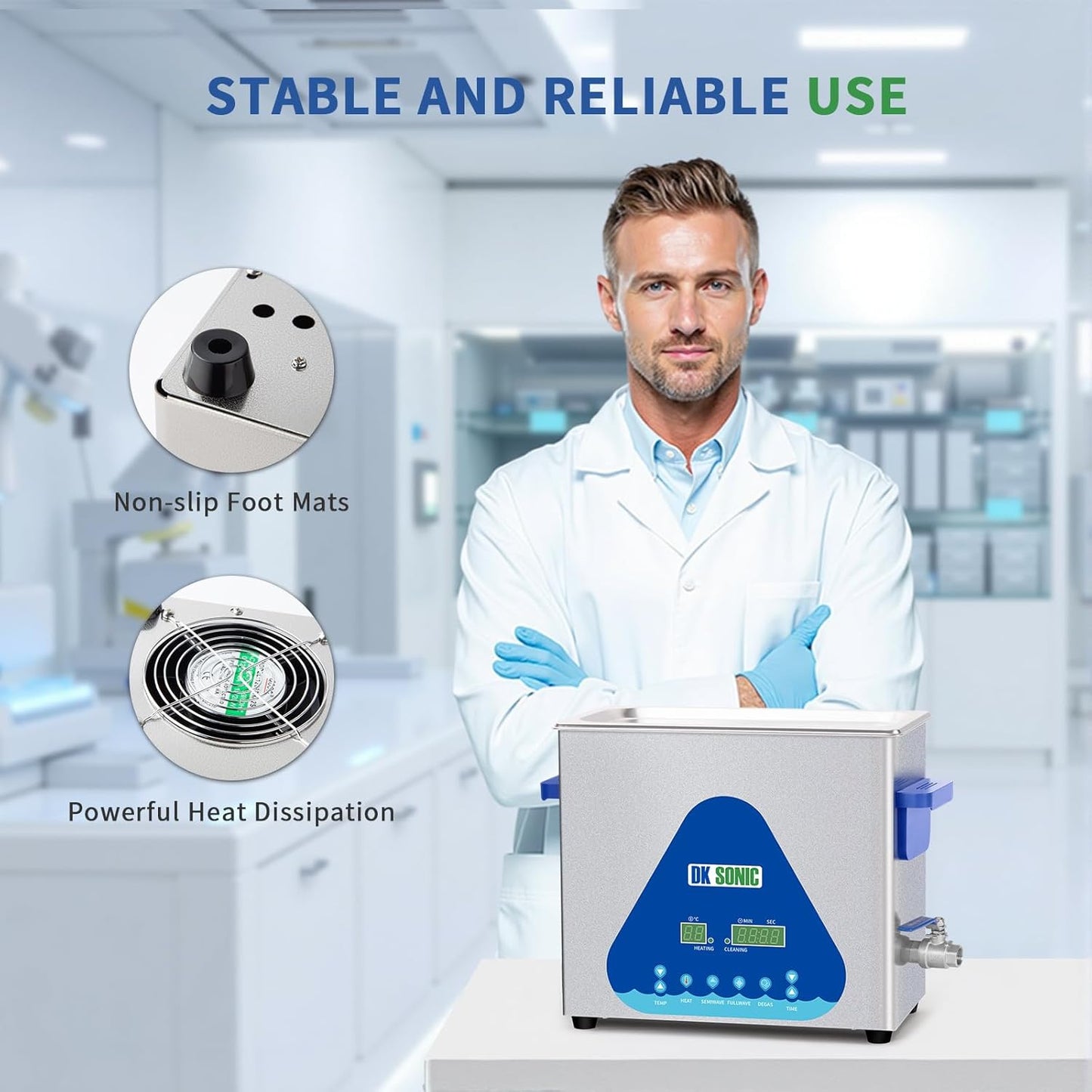 DK SONIC Industriële Ultrasoon Reiniger, 6L 180W Geluidsreiniger met Verwarming & Timer, Digitale Bediening voor Motoren, Carburateurs, Kettingen (Inclusief Mandje)