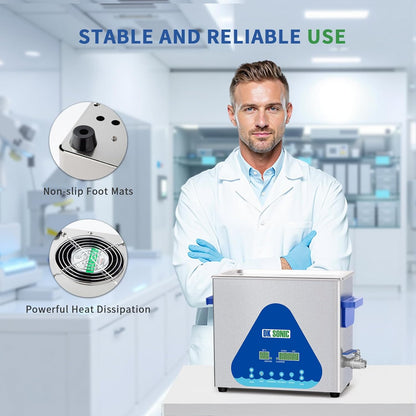 DK SONIC Industriële Ultrasoon Reiniger, 6L 180W Geluidsreiniger met Verwarming & Timer, Digitale Bediening voor Motoren, Carburateurs, Kettingen (Inclusief Mandje)