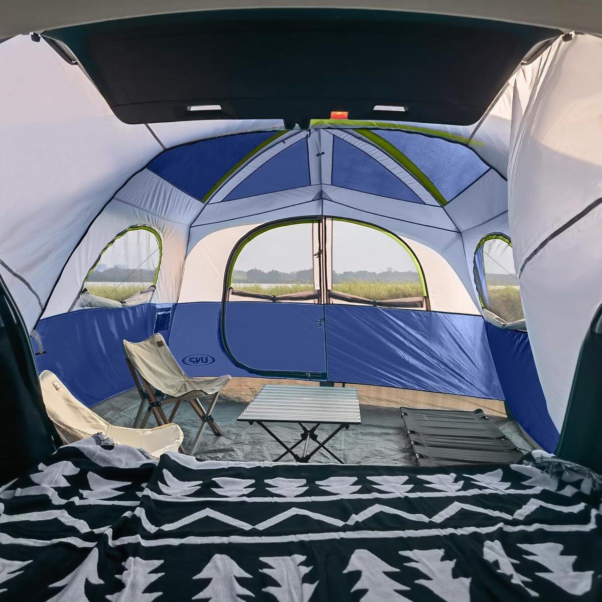 UNP SUV-tent voor camping, 6-persoons SUV achterkleptent, eenvoudige opbouw met regenbescherming, 25 x 23 x 198 cm (H)