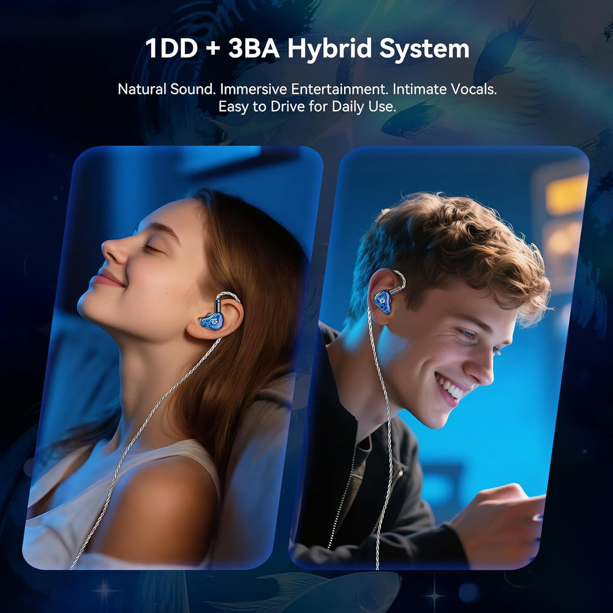 Yinyoo KBEAR SR8 IEM Oortelefoon, 1DD+3BA Hybrid Drivers In Ear Monitoren voor Muzikanten, HiFi Wired In Ear Oortelefoon Afneembare Kabel met 5N OFC, IEM's voor Gaming, Audiofiel en Live Performance
