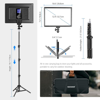 13 Inch Led-Videolichtpaneelset Set Van 2 Met Statief – Videolamp – Studiolamp – Continu Licht – Livestream Licht – Dimbaar 3200K-5600K – CRI 97+