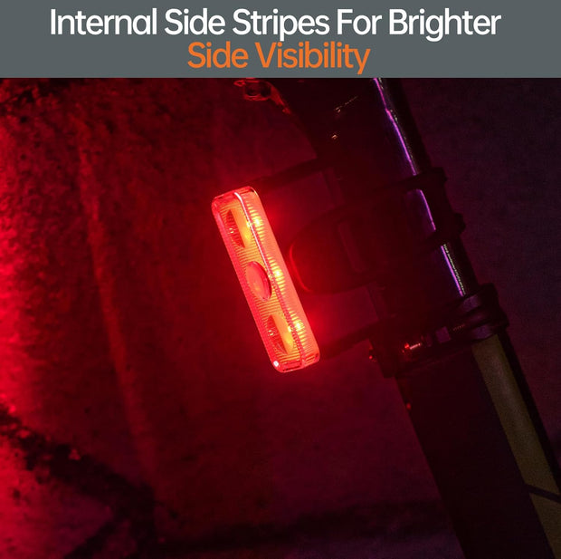 Fietslamp - Fietslicht - Fietsachterlicht - Krachtig Fietsachterlicht - Oplaadbaar - 500Lm - met Bewegingssensor - USB-C-Oplaadpoort - 3 Constante - 2 Knippermodi - Waterbestendig - Rood Licht - Zwart