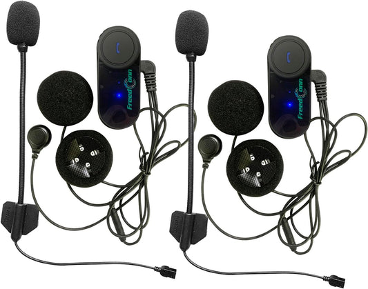 FreedConn TCOM-VB 2 x Bluetooth headset voor motorfiets, intercom, geluidsreductie, communicatiesysteem voor motorfietsen, GPS, FM-radio, handsfree, reikwijdte 800 m, 2-3 rijders pairing