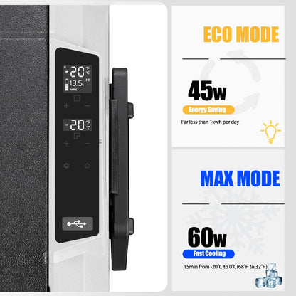 Alpicool T50 elektrische compressor Koelbox/vriesbox, 50L Mini koelkast 12/24 V en 230 V, Autokoelkast voor auto, vrachtwagen, camping met stopcontact en USB-poort, twee zones