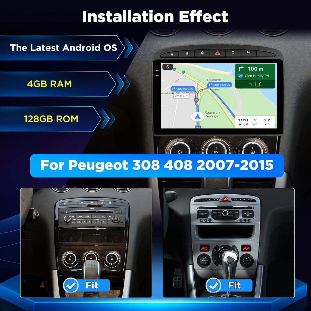 Android Autoradio – Auto Multimedia Systeem – Navigatiesysteem – Touchscreen Radio – Aftermarket Headunit – 9 Inch HD Scherm – Wireless CarPlay & Android Auto