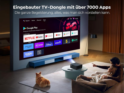 Beamer 4K met Android TV 12.0, Sound by JBL, Dolby audio, NFC, autofocus, automatische trapeziumcorrectie, WiFi6, Bluetooth, YABER K2s 1000 ANSI 1080p full HD-beamer, thuisbioscoop, outdoor, 300 inch