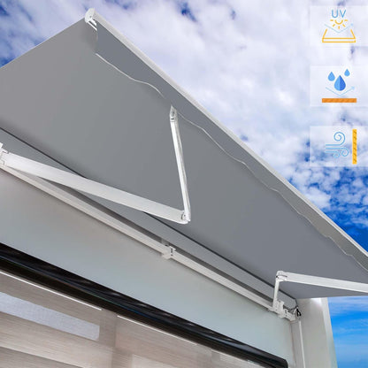 zonnescherm met knikarm 2,5x2 m manuele luifel in antraciet, handbediende zonwering voor balkon en terras met UV-bescherming