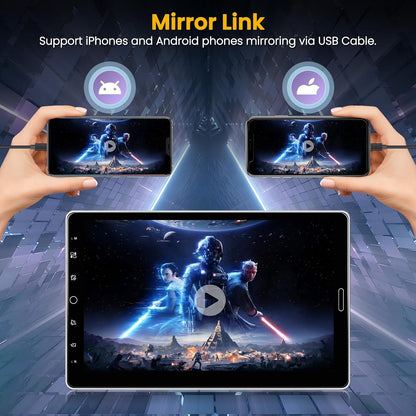 Hikity 1 Din Autoradio met 10,1 inch IPS draaibaar touchscreen, Bluetooth 5.2 Wireless Carplay Andriod Auto FM AM RDS radio met USB AUX IN TF Card EQ SWC autoradio achteruitrijcamera Mirror Link DVR