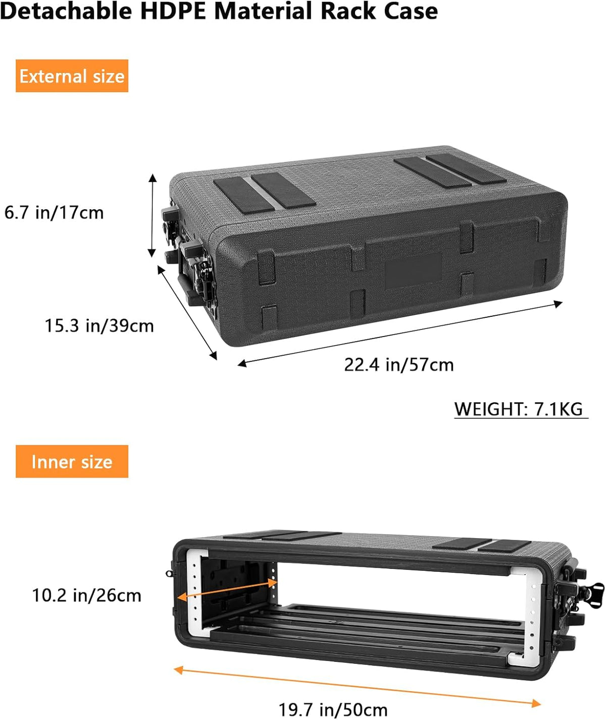2U rack case sound stand stand case 30 cm diep, 19 inch rackmount vliegkoffer met waterdichte stofdichte 2 ruimte schokdemper standaard met microfoonvak