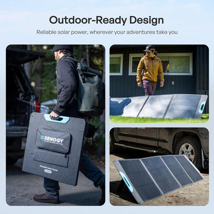 Renogy 200W Draagbaar Zonnepaneel, IP65 Waterdichte Opvouwbare Zonnepaneel Power Backup, Solar Charger voor Power Station RV Camping Off Grid