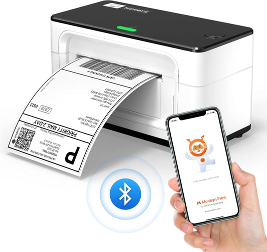 MUNBYN Bluetooth Labelprinter DHL 4XL, Bluetooth Thermische Labelprinter, Thermische compatibel met DHL, UPS, Amazon, Ebay & Shopify, one-click setup op pc en Mac