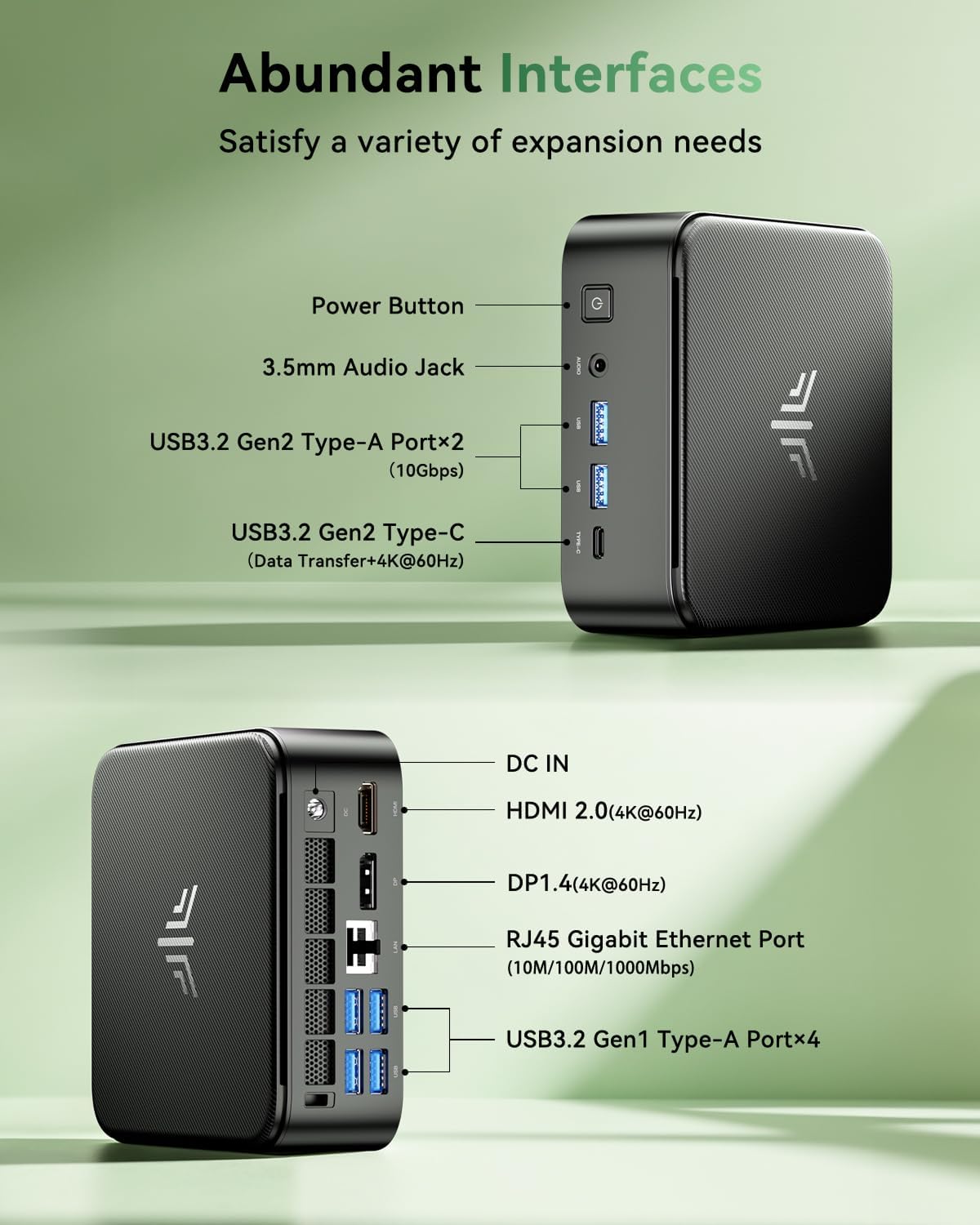 NiPoGi E3B Mini-pc, MD Ryzen 7 7735HS(8C/16T, tot 4,75 GHz), 24 GB LPDDR5, 512 GB M.2 SSD, mini-desktopcomputer W-11 Pro voor school/kantoor, AMD Radeon 680M, WiFi 6, 4K Triple Display.