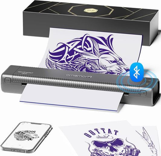 Phomemo TP81 Enhanced Tattoo Stencil Printer, Tattoo Printer with 10pcs Tattoo Transfer Paper, Wireless Thermal Stencil Printer Compatible with Smartphone iPad & PC, Tablet Grey - QUORE