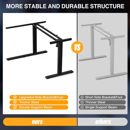 Elektrisch in Hoogte Verstelbaar Bureau, 150 x 100 CM Verstelbare Tafel met Bekerhouder en Haak, Antracietzwart