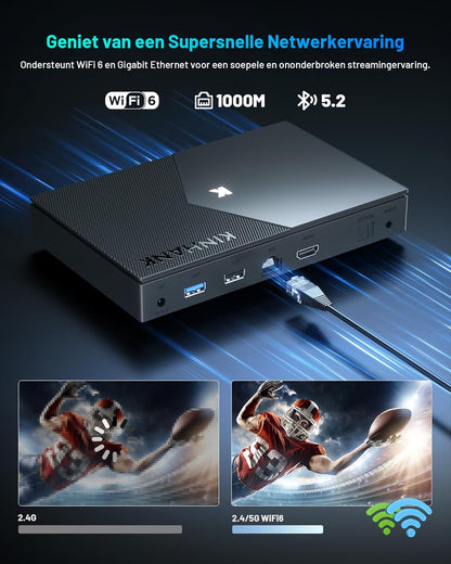 Kinhank 8K Android TV Box Compatible with Dolby Vision, Atmos, DTS X, HDR10+, 8K@60fps BD ISO, 4+64G Media Player, S928X-K/WiFi 6/BT 5.2/Gigabit Ethernet/USB 3.0/AV1/HDMI 2.1,Widevine L1,Poster Wall - QUORE
