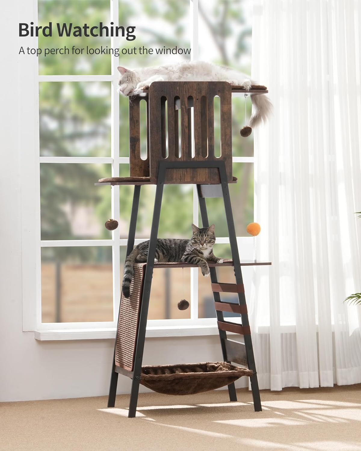 Krabpaal – Kattenboom – Kattenmeubel – Kattentoren – Krabmeubel – 147 cm Hoog – Natuurlijk Sisal Krabvlak