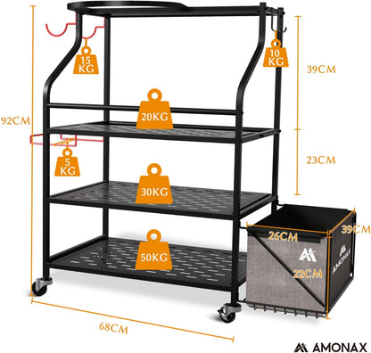 Amonax Home Gym Opslag Halterrek, Gewichtsstandaard Kettlebell Rack Yoga Mat Houder Rack voor Barbell Pad Weerstandsband Foam Roller, Fitness Accessoires Organizer Workout Apparatuur voor Vrouwen