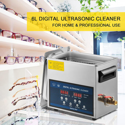 Ultrasone Reiniger – Ultrasoon Schoonmaakapparaat – Sieradenreiniger – Brillenreiniger – Horlogereiniger – 6 Liter Capaciteit – Roestvrijstalen Tank – Dubbele Frequentie 28/40 kHz