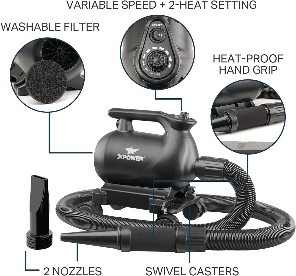 XPOWER Professionele autodroger blower met mobiel dock (A-12)