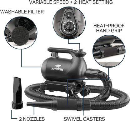 XPOWER Professionele autodroger blower met mobiel dock (A-12)