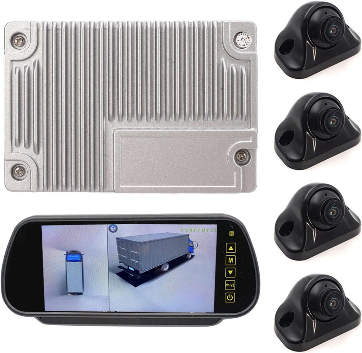 360 Graden Bird View-Surroundsysteem – 360° Parkeercamera – Panoramacamerasysteem – Achteruitrijcamerasysteem – Rondomzicht Camerasysteem – 4 Waterdichte Camera's – 2D/3D Bird View