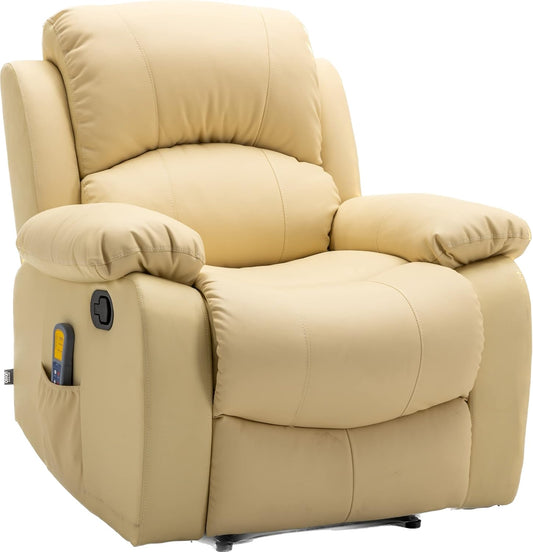 Astan Hogar Relaxstoel met handmatige helling (nulwandsysteem), massage en thermotherapie, model Ramón AH-AR30910CR, crèmekleurig