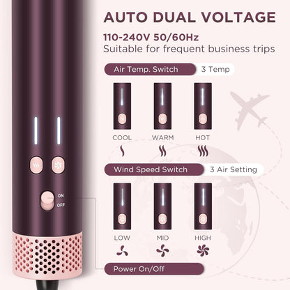 7-In-1 Airstyler – Multistyler – Haarstyler – Föhnborstel – Stylingset – Met Reistas – Automatische Dubbele Spanning – Borstelloze 110.000 Rpm Motor