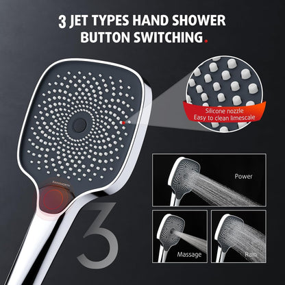 Thermostatische Douchekraan – Douche Set – Mengkraan – Douchesysteem – Regendouche – Glasplateau 36x14 cm – Watervaluitloop – 26x26 cm Regendouchekop