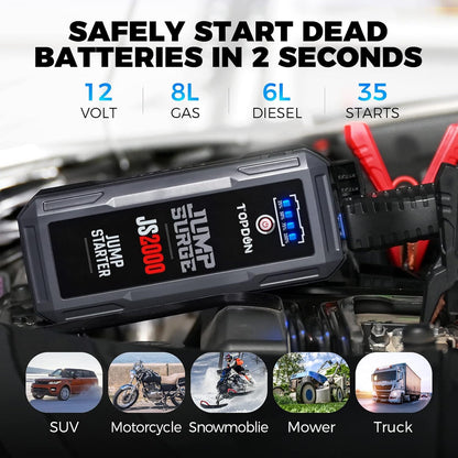 Auto Noodstarter – Jumpstarter – Starthulp – Startbooster – Accubooster – 12V – 2000A Piekstroom – 16000mAh Powerbank