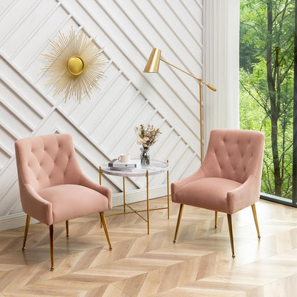 Eetkamerstoelen (set van 2), moderne eetkamerstoelen met gouden poten, cosmetica-stoelen, woonkamerfauteuils voor bureau, slaapkamer en keuken
