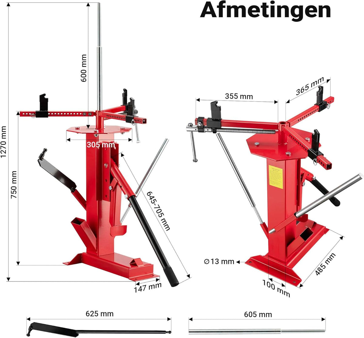 Universele bandenwisselaar tot 21" bandenmachine voor manuele montage en demontage