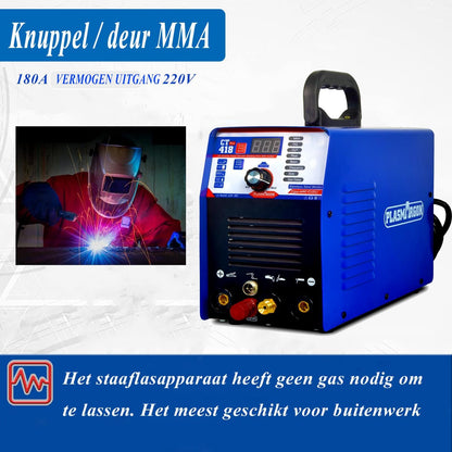 CT418P 3-in-1 combo plasmasnijder WIG lasapparaat MMA omvormer combo lasapparaat plasmasnijder TIG MMA | IGBT | digitaal LCD-scherm | HF-ontsteking CT418P