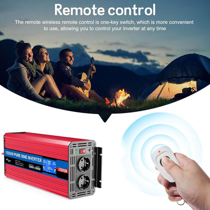 Omvormer 1500W /3000W 24V naar 230V Pure Sinus Volt ETREPOW Auto spanningsomvormer Omvormer Converter Pure Sine Wave Power Inverter DC AC omvormer (Draadloze afstandsbediening, display)