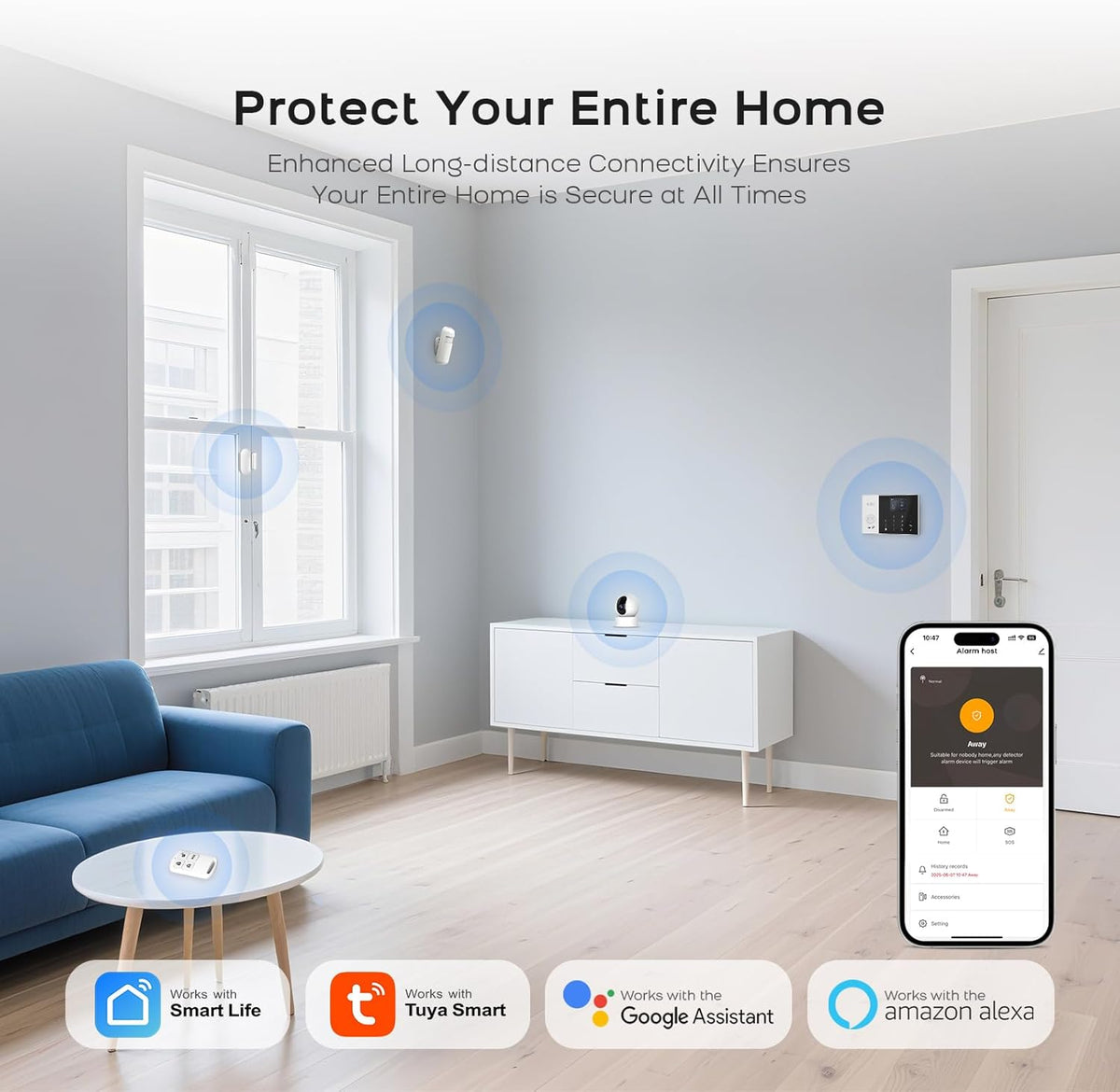 PGST Home Security System, 16 Stuk WiFi GSM 2G Home Security Alarmsysteem met Afstandsbediening Deurraam Alarm Sensor IR Bewegingsmelder Compatibel met Alexa