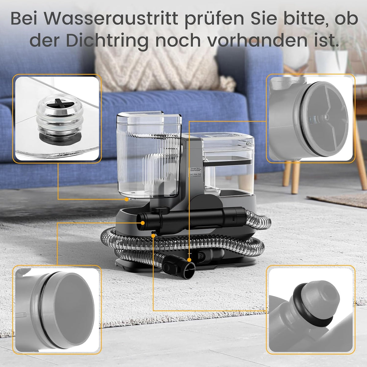 Gestoffeerde Reiniger – Natzuiger – Waszuiger – Kussenreiniger – Tapijtreiniger – 600 W Vermogen – Stil Met 78 dB Geluidsniveau