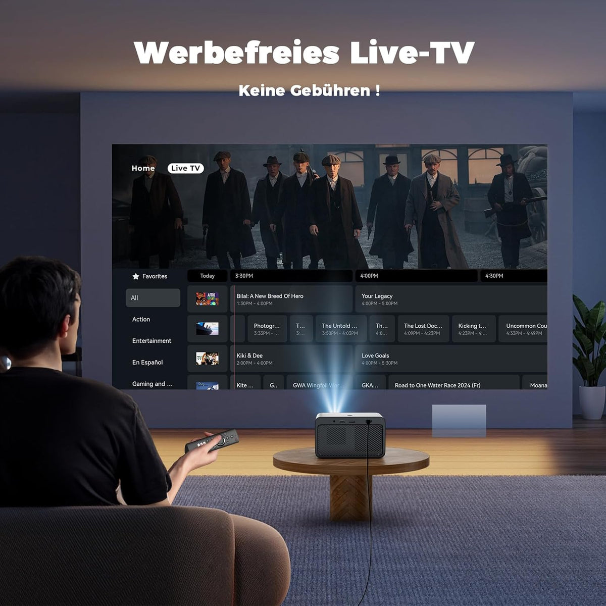 Projector 4K [800+ apps voor Netflix, Browser & Live TV | AI Car Setup & CEC-bediening] Full HD 1080P 1300 ANSI Lisowod Smart Projector met WiFi 6, Bluetooth 5.2, Dolby Audio, Home Cinema & Outdoor