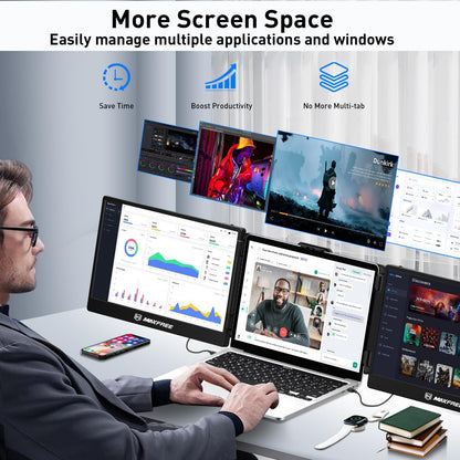 Maxfree Draagbare Monitor 14 duim, Laptop het Schermuitbreiding, FHD 1080P, Dubbele Monitor