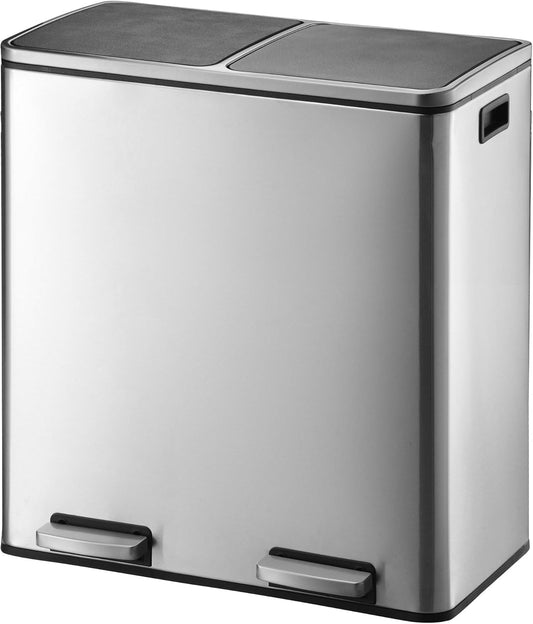 KITCHEN MOVE MAJOR Keukenemmer met pedaal, selectieve sortering, grote capaciteit, 60 l (2 x 30 l), van roestvrij staal