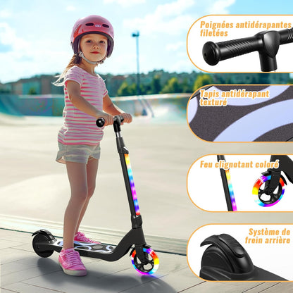 TST Elektrische step voor kinderen, 6-8-10 jaar, elektrische step met gekleurd ledlicht en 3 instelbare hoogtes, 5,3 inch, elektrische step voor kinderen, maximale belasting 70 kg, maximale snelheid