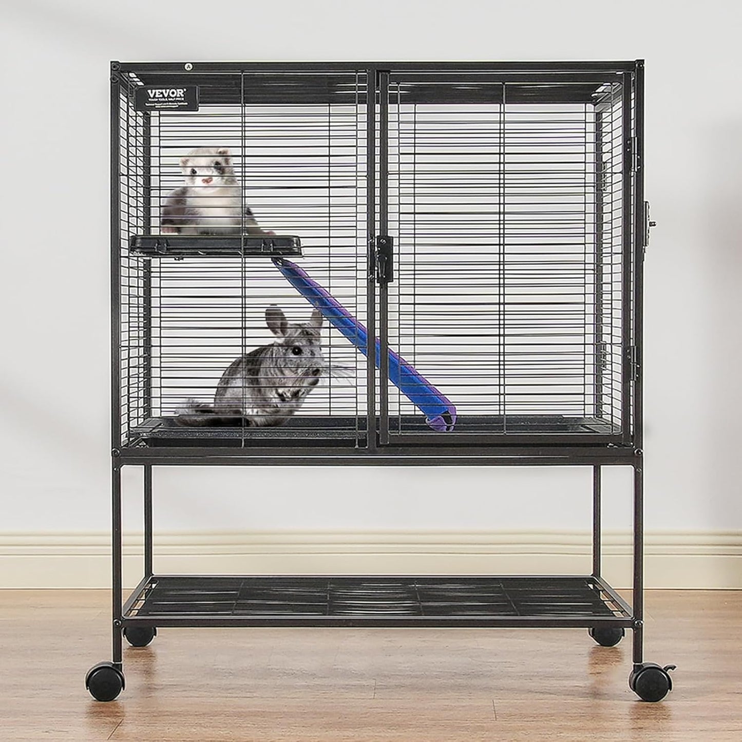 4-Laags Metalen Kooi Voor Fretten -  Geschikt Voor Ratten, Hamsters, Cavia's en Chinchilla's - 77 cm x 52 cm x 92 cm