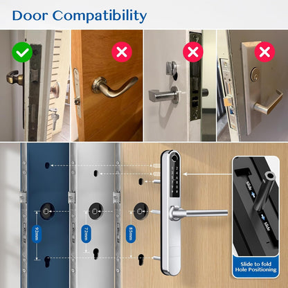 Slanke Vingerafdruk Bluetooth Smart Deurslot met Touchscreen, Vingerafdruk Toetsenbord Kaartsleutels Unlock voor Aluminium Swing Deur (Zilver)