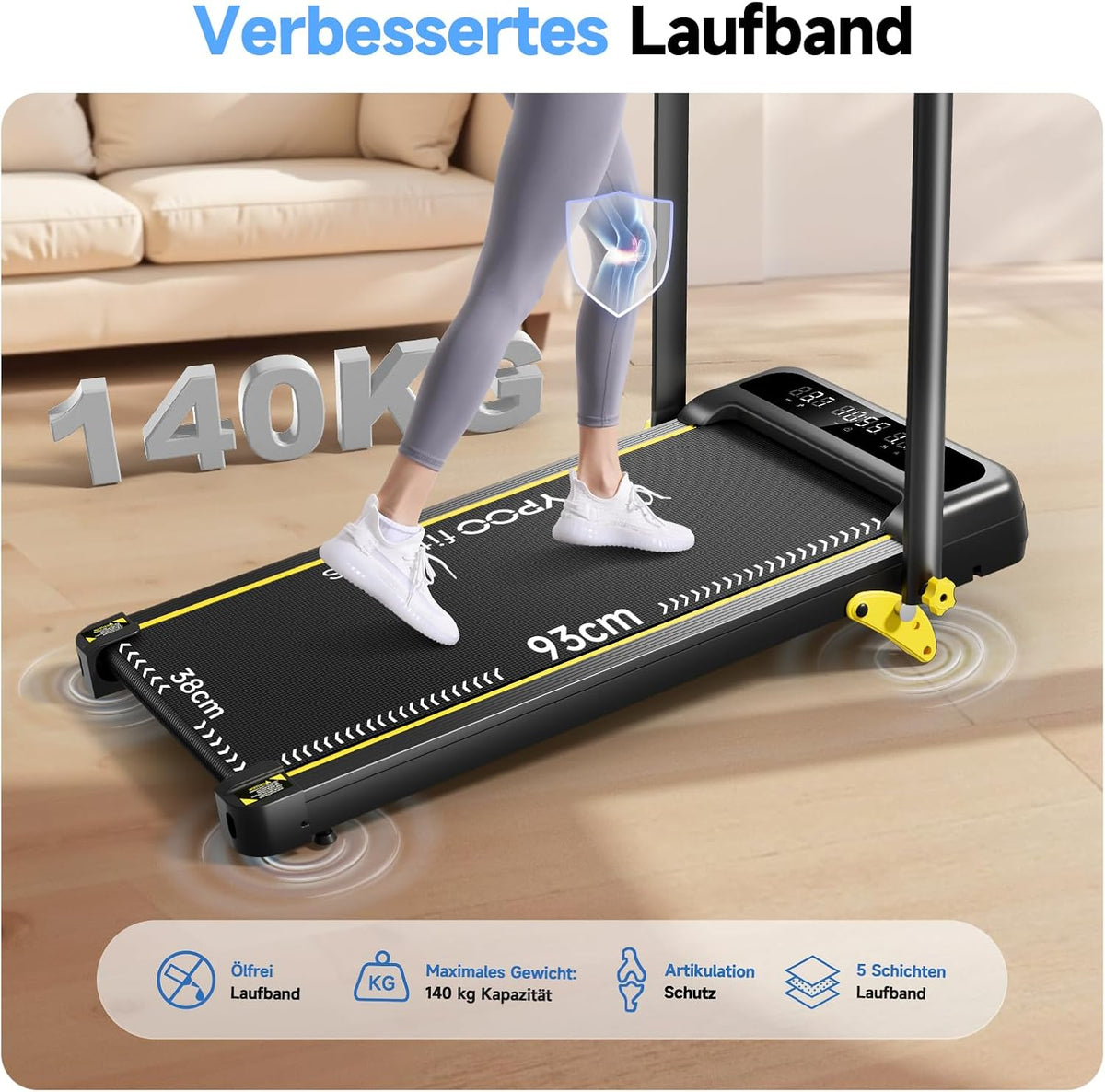 Loopband – Walking Pad – Treadmill – Fitnessband – Inklapbare Loopband – 3-in-1 Helling Tot 8% – Max Belastbaar 140 kg