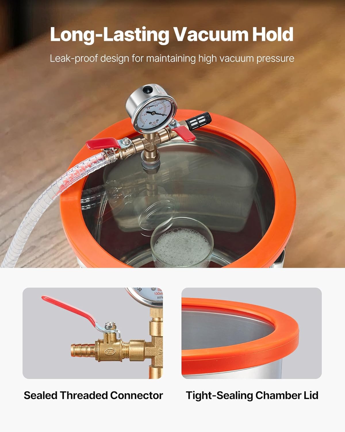 Vacuümpompset – Vacuümpomp – Ontgassingsset – Vacuümkamer – Vacuümreiniger – 11,36 L Roestvrijstalen Kamer – 110 L/min Zuigkracht